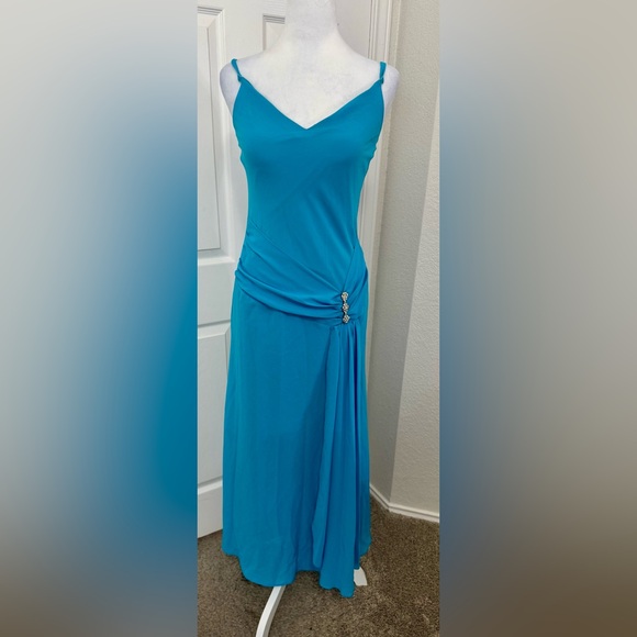 Minelli Sky Blue Maxi Dress Size 10 (Runs Small) - Picture 6 of 11